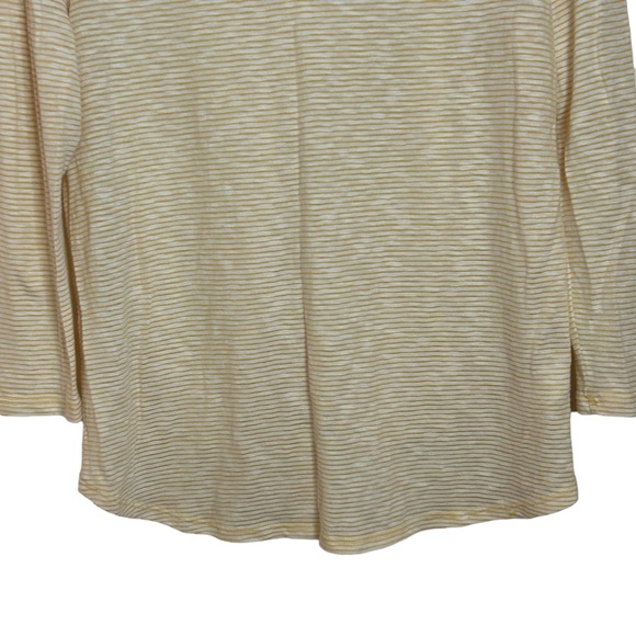 LOFT Long Sleeve Yellow/White Striped Button Down Tie Hem Top - Picture 6 of 10